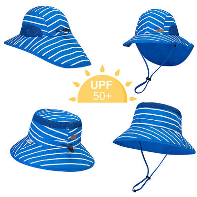 Chapéus uv do Sun das crianças largas resistentes UV da borda de 50+ UPF com aleta 43cm do pescoço 55cm