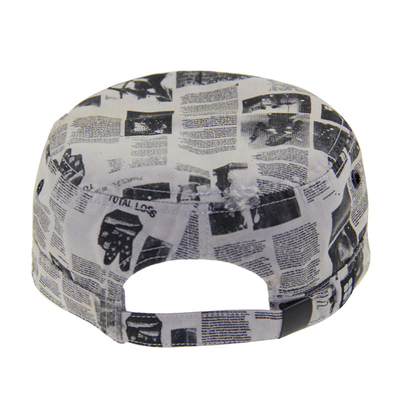 Chapéu de lona militar personalizável Pre curvado PU Leather Binding