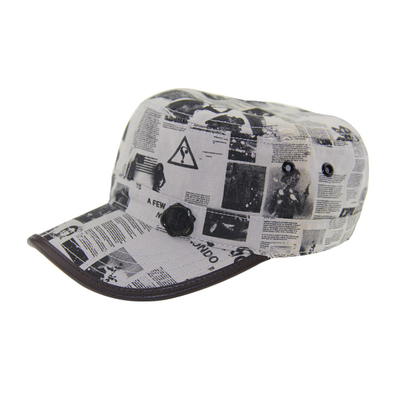 Chapéu de lona militar personalizável Pre curvado PU Leather Binding