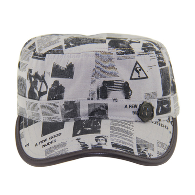 Chapéu de lona militar personalizável Pre curvado PU Leather Binding