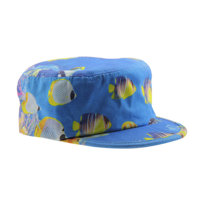Impressão de moda masculina de lona chapéus de cadete Militar Chapéu de rua bordado plano