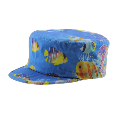 Impressão de moda masculina de lona chapéus de cadete Militar Chapéu de rua bordado plano
