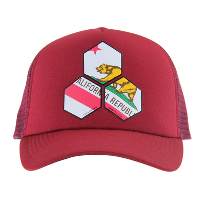 Impressão de moda personalizada Chapéu vermelho de caminhoneiro, boné de beisebol de verão de alto perfil