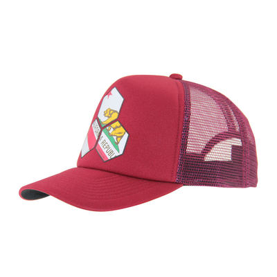 Impressão de moda personalizada Chapéu vermelho de caminhoneiro, boné de beisebol de verão de alto perfil