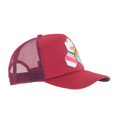 Impressão de moda personalizada Chapéu vermelho de caminhoneiro, boné de beisebol de verão de alto perfil