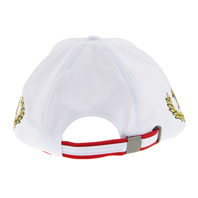Capuz de corrida de F1 branco personalizável 6 painéis bordados metálicos de ouro