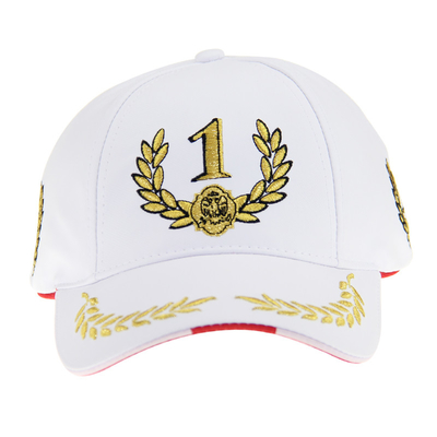Capuz de corrida de F1 branco personalizável 6 painéis bordados metálicos de ouro