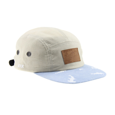 Impressão personalizada Chapéu Snapback de Corduroy com Pico Flat e Faixa de Couro