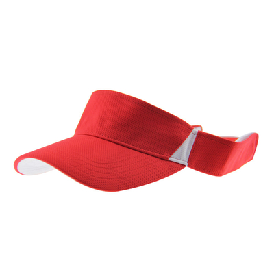 Chapéus de visor de sol personalizados Verão Vermelho Polymesh com fecho ajustável