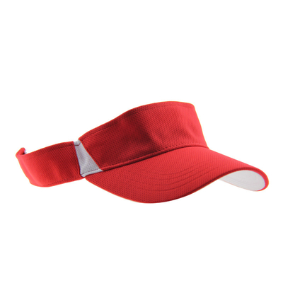 Chapéus de visor de sol personalizados Verão Vermelho Polymesh com fecho ajustável