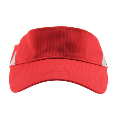 Chapéus de visor de sol personalizados Verão Vermelho Polymesh com fecho ajustável