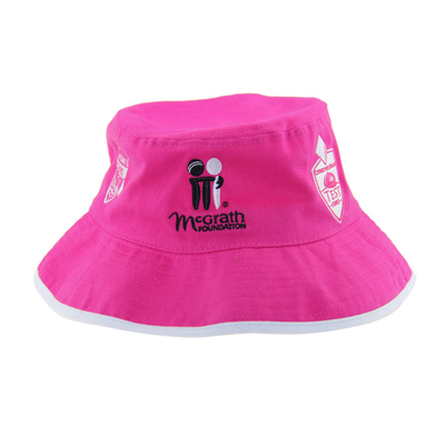 OSFM Tamanho Borracha Algodão Custom bordado Chapéus de balde Chapéus de pesca femininos Rosa