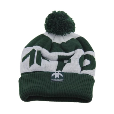 Impressão de logotipo personalizado Chapéus de boné de malha com padrão de Pom Pom Jacquard