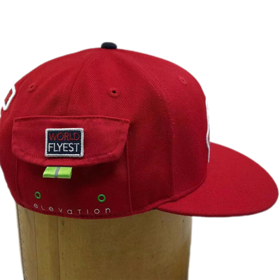 Chapéus de beisebol Snapback de lã de seis painéis com bolsos de zíper personalizados no lado