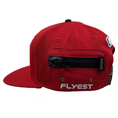 Chapéus de beisebol Snapback de lã de seis painéis com bolsos de zíper personalizados no lado