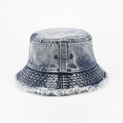OEM ODM Lavado As bordas de cru Jeans Chapéus de balde Vintage Chapéu de balde clássico