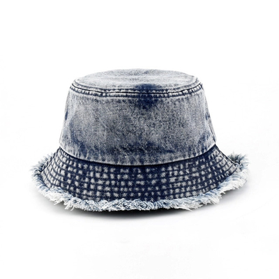 OEM ODM Lavado As bordas de cru Jeans Chapéus de balde Vintage Chapéu de balde clássico