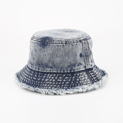 OEM ODM Lavado As bordas de cru Jeans Chapéus de balde Vintage Chapéu de balde clássico