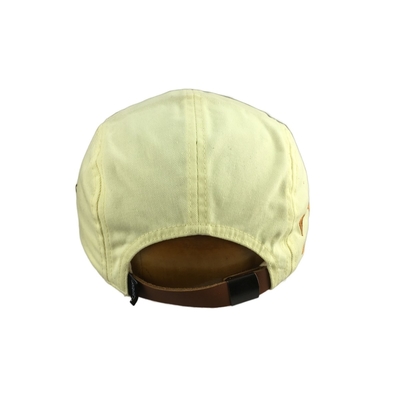 Embroidery Logo Cinco painéis Camp Cap Com Flat Suede Visor Buckle fechamento