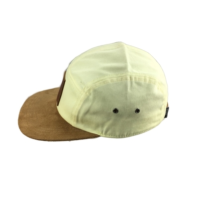 Embroidery Logo Cinco painéis Camp Cap Com Flat Suede Visor Buckle fechamento