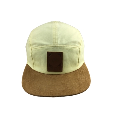 Embroidery Logo Cinco painéis Camp Cap Com Flat Suede Visor Buckle fechamento