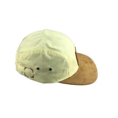 Embroidery Logo Cinco painéis Camp Cap Com Flat Suede Visor Buckle fechamento