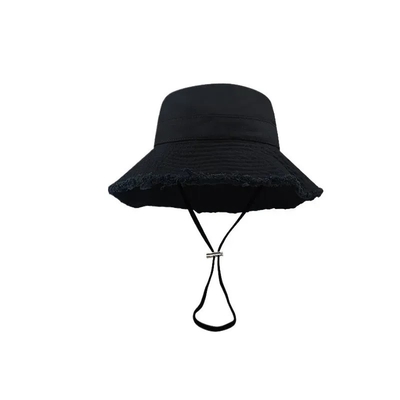 Proteção solar de algodão de lona de borda larga chapéu de balde de praia chapéu de balde elegante