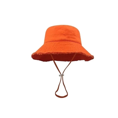 Proteção solar de algodão de lona de borda larga chapéu de balde de praia chapéu de balde elegante