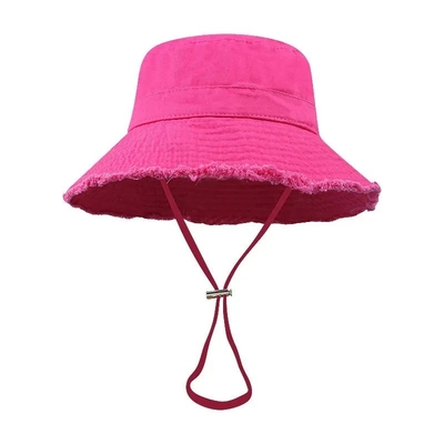 Proteção solar de algodão de lona de borda larga chapéu de balde de praia chapéu de balde elegante