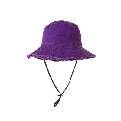 Proteção solar de algodão de lona de borda larga chapéu de balde de praia chapéu de balde elegante