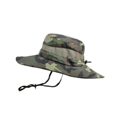 Chapéu de pescador de borda larga Chapéu de balde de camuflagem de lazer