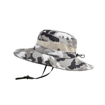 Chapéu de pescador de borda larga Chapéu de balde de camuflagem de lazer