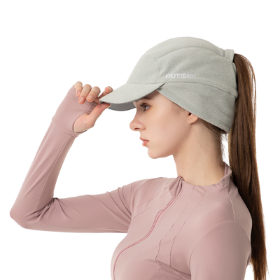 Chapéu de rabo de cavalo de lã para mulheres Chapéu de inverno refletor com aquecedor de orelhas