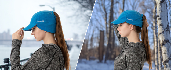 Chapéu de rabo de cavalo de lã para mulheres Chapéu de inverno refletor com aquecedor de orelhas