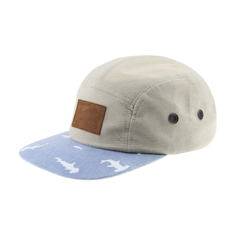 Impressão personalizada Chapéu Snapback de Corduroy com Pico Flat e Faixa de Couro