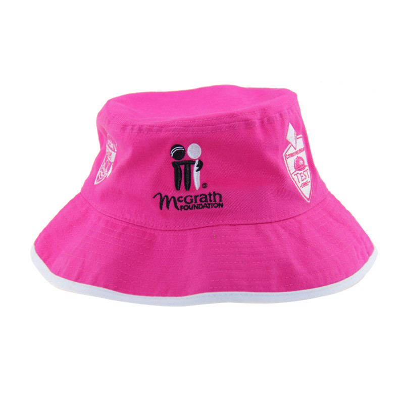 OSFM Tamanho Borracha Algodão Custom bordado Chapéus de balde Chapéus de pesca femininos Rosa